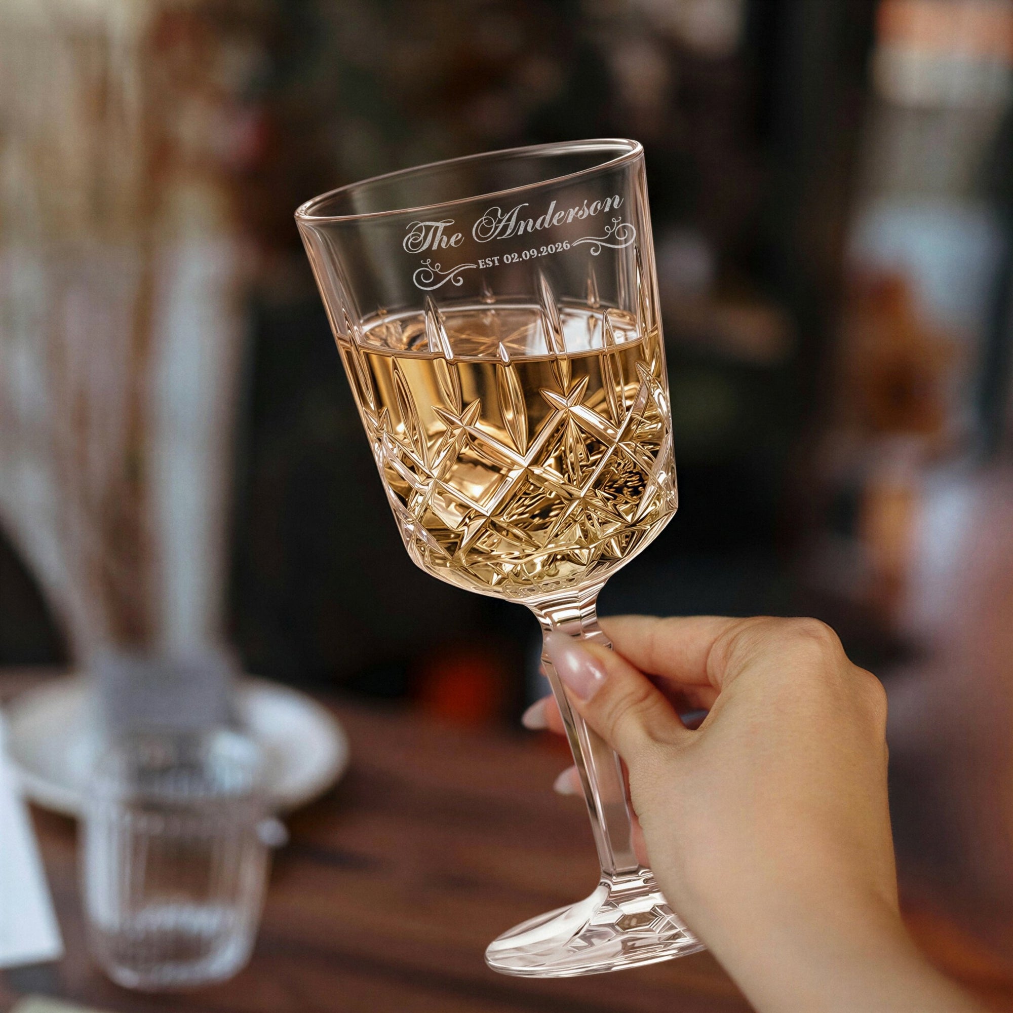 Personalised 355ml Germany Crystal Cocktail / Wine Glass, Custom Engraved Glassware, Housewarming Barware, Birthday, Wedding, Corporate Gift