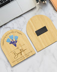 Personalised 3D Acrylic Flower Wooden Magnet, Custom Engraved Thank You, Appreciation Teacher Gift, End of Year/ Grad Coach Mentor Keepsake