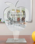 Personalised 3D Apple Award Plaque/ Custom Engraved Acrylic School Graduate Teacher Trophy, Sport Coach, Mentor Keepsake Xmas Corporate Gift