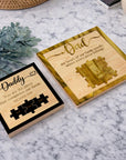 Personalised 3D Dad Puzzle Pieces on Engraved Wooden Block Sign, Birthday, Father's Day Gift, Daddy, Grandpa Grandad, Family Memory Keepsake