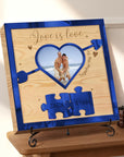 Personalised 3D Heart UV-Printed Couple Photo on Custom Engraved Wooden Block, Couple Valentines, LGBT Wedding Anniversary Housewarming Gift