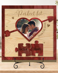 Personalised 3D Heart UV-Printed Couple Photo on Custom Engraved Wooden Block, Couple Valentines, LGBT Wedding Anniversary Housewarming Gift