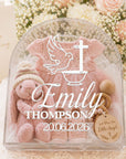 Personalised 3D Raised Acrylic Clear Arch Christening Box, Custom Transparent Baptism Memory Box, First Birthday, Baby Shower Keepsake Gift