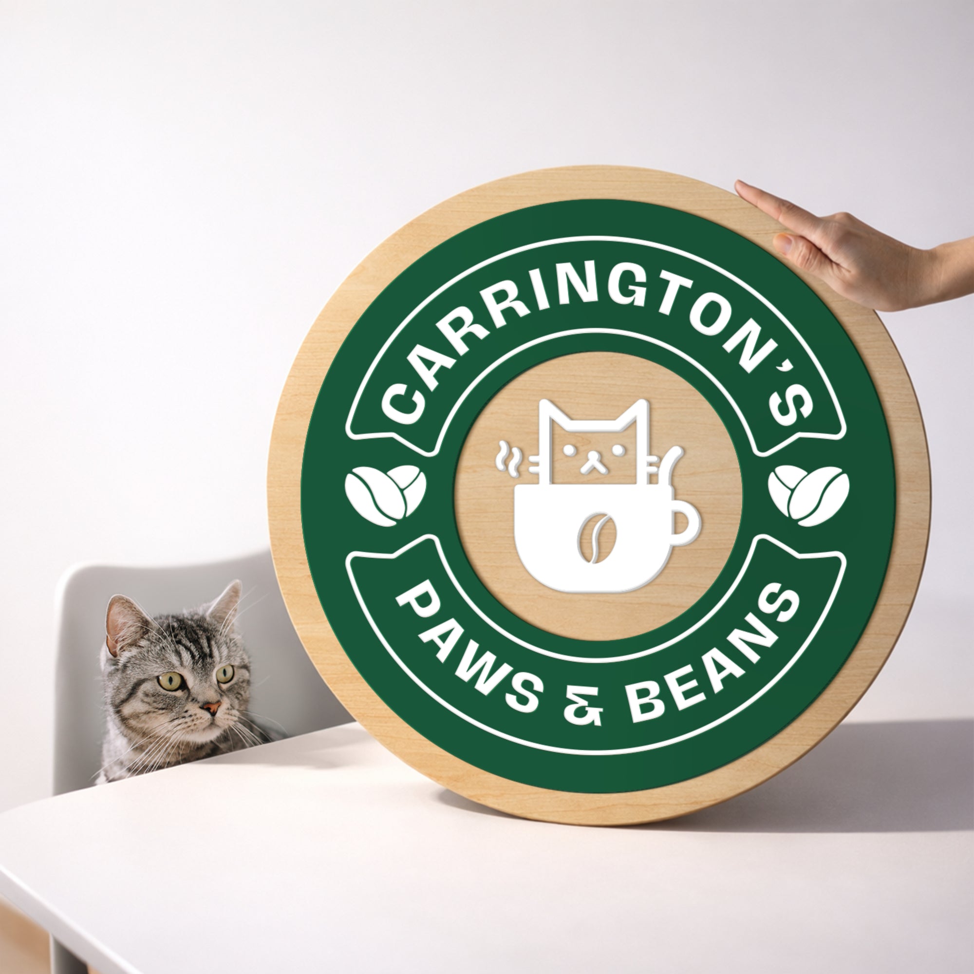 Personalised 3D Raised Wooden Coffee Bar Badge Sign, Custom Round Home Corner Wall Plaque, Family Kitchen Cafés Signage, Housewarming Gift