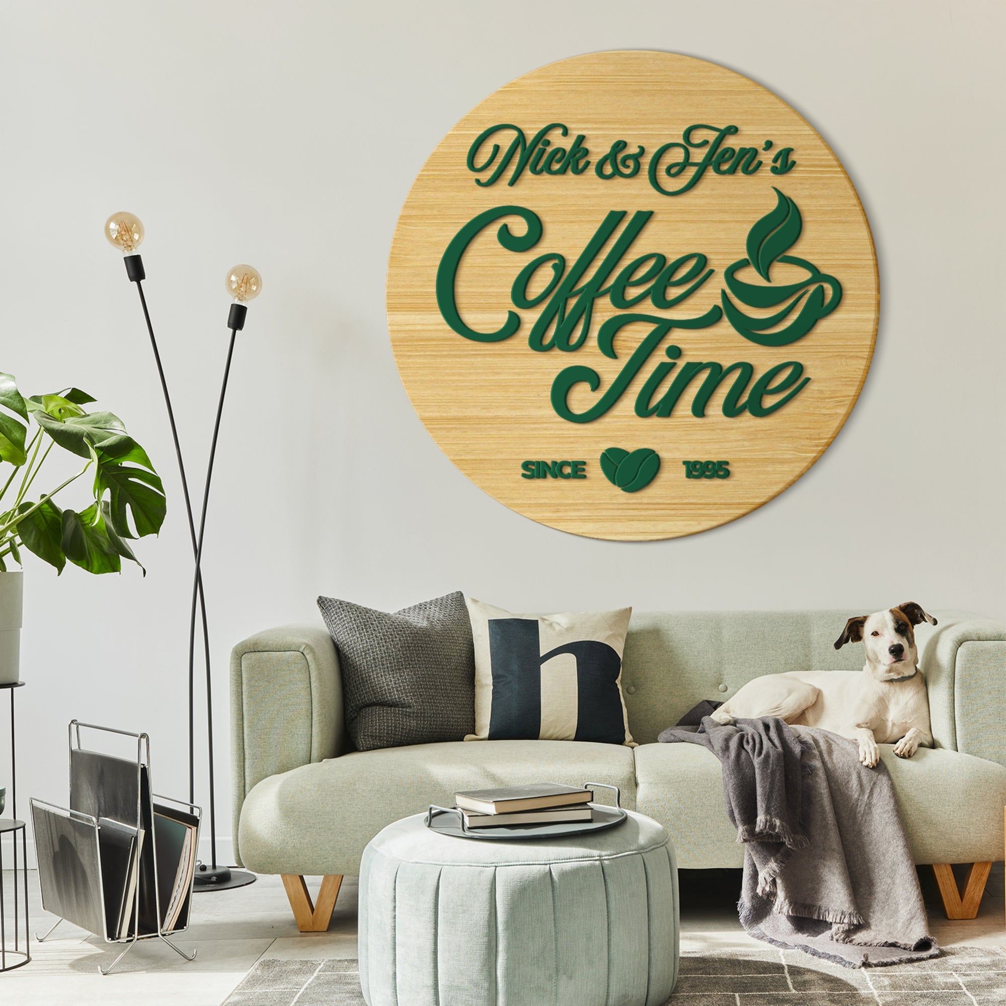 Personalised 3D Raised Wooden Coffee Bar Sign, Custom Round Home Bar Corner Wall Plaque Family Kitchen Cafés Signage Decor Housewarming Gift
