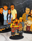 Personalised 3D Wooden Cartoon Family Figurine Display, Custom Print Photo Portrait Caricature Home Decor, Birthday, Anniversary, Xmas Gift