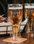 Personalised 400mL Bottom Up Double Wall Beer Glass, Engraved Brewery Bottle Inside Pint Mug, Wedding Groomsmen, Custom Logo Corporate Gift