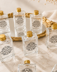 Personalised 50ml Clear Glass Mini Bottle, Custom Print Cocktail Shot Bonbonniere Party Wedding Favours, Groomsmen Bridesmaid Corporate Gift