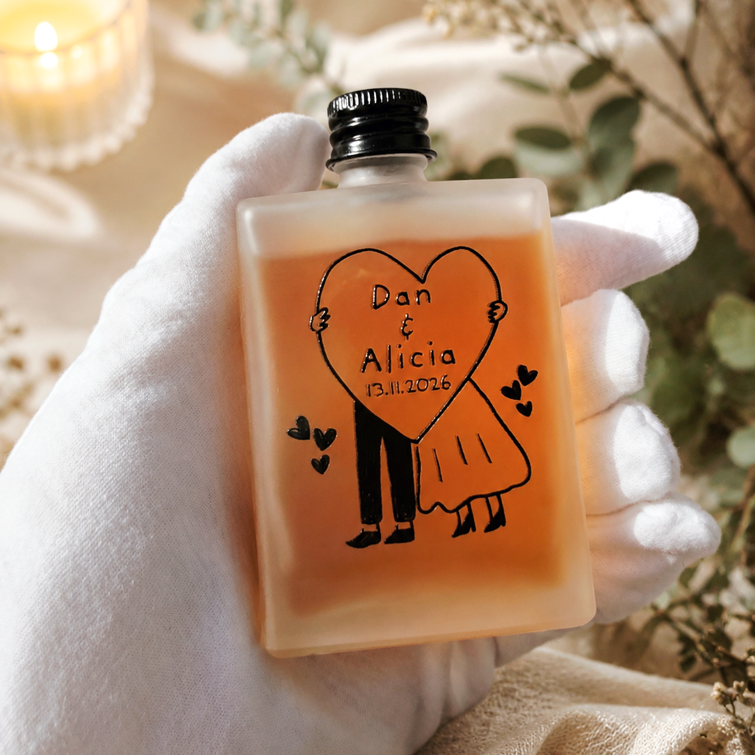 Personalised 50ml Frosted Glass Mini Bottle, Custom Print Cocktail Shot Bonbonniere Party Wedding Favour Groomsmen Bridesmaid Corporate Gift