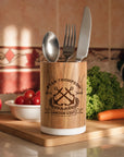 Personalised 5 Cooking Utensils & Acacia/Marble Holder Set, Custom Engraved Kitchen Tools Organiser, Mom Grandma Birthday, Housewarming Gift