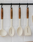 Personalised 5 Cooking Utensils & Acacia/Marble Holder Set, Custom Engraved Kitchen Tools Organiser, Mom Grandma Birthday, Housewarming Gift