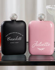 Personalised 6oz Rectangle Hip Flask & Diamond Rhinestone Lid, Custom Engraved Wedding Bridesmaid Proposals, Hens Party, Hers Birthday Gift