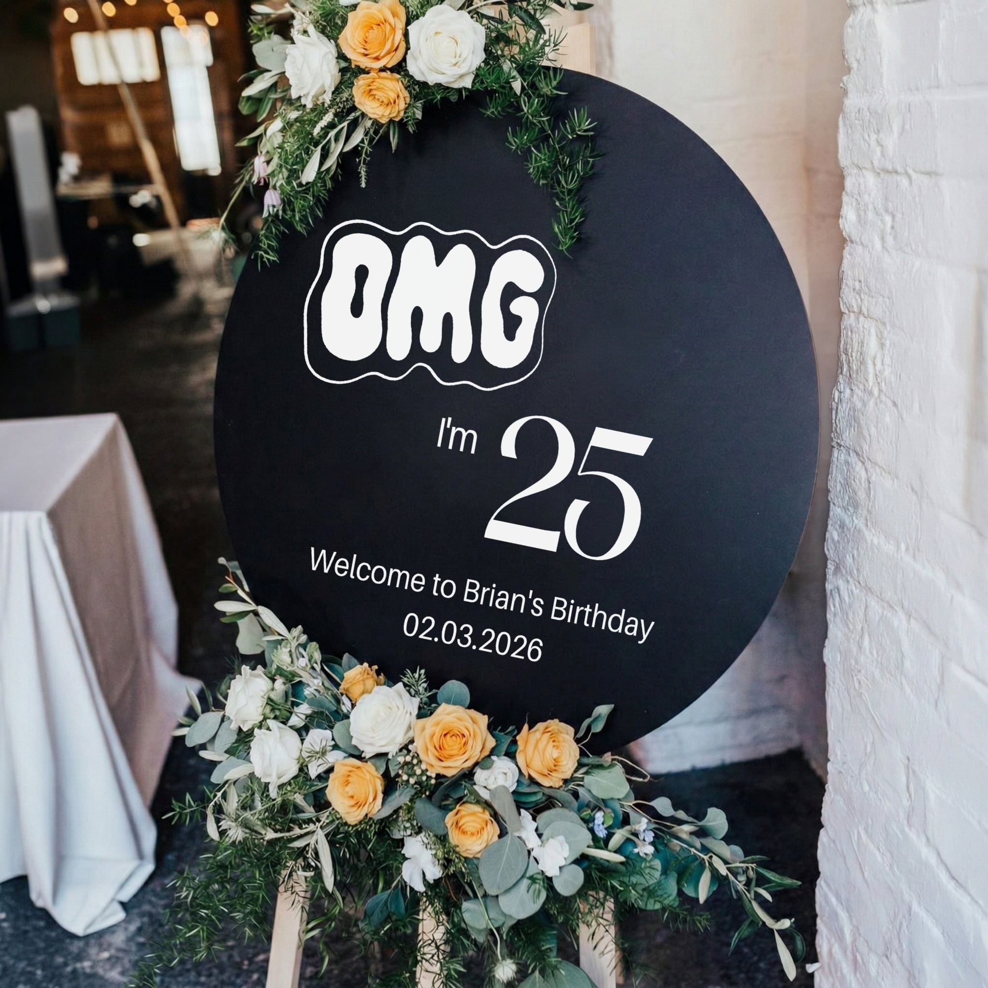 Personalised Acrylic Round Birthday Signage, Custom UV Print Mirror First Baby Shower, Christening/ Baptism Event Welcome Sign, Party Decor