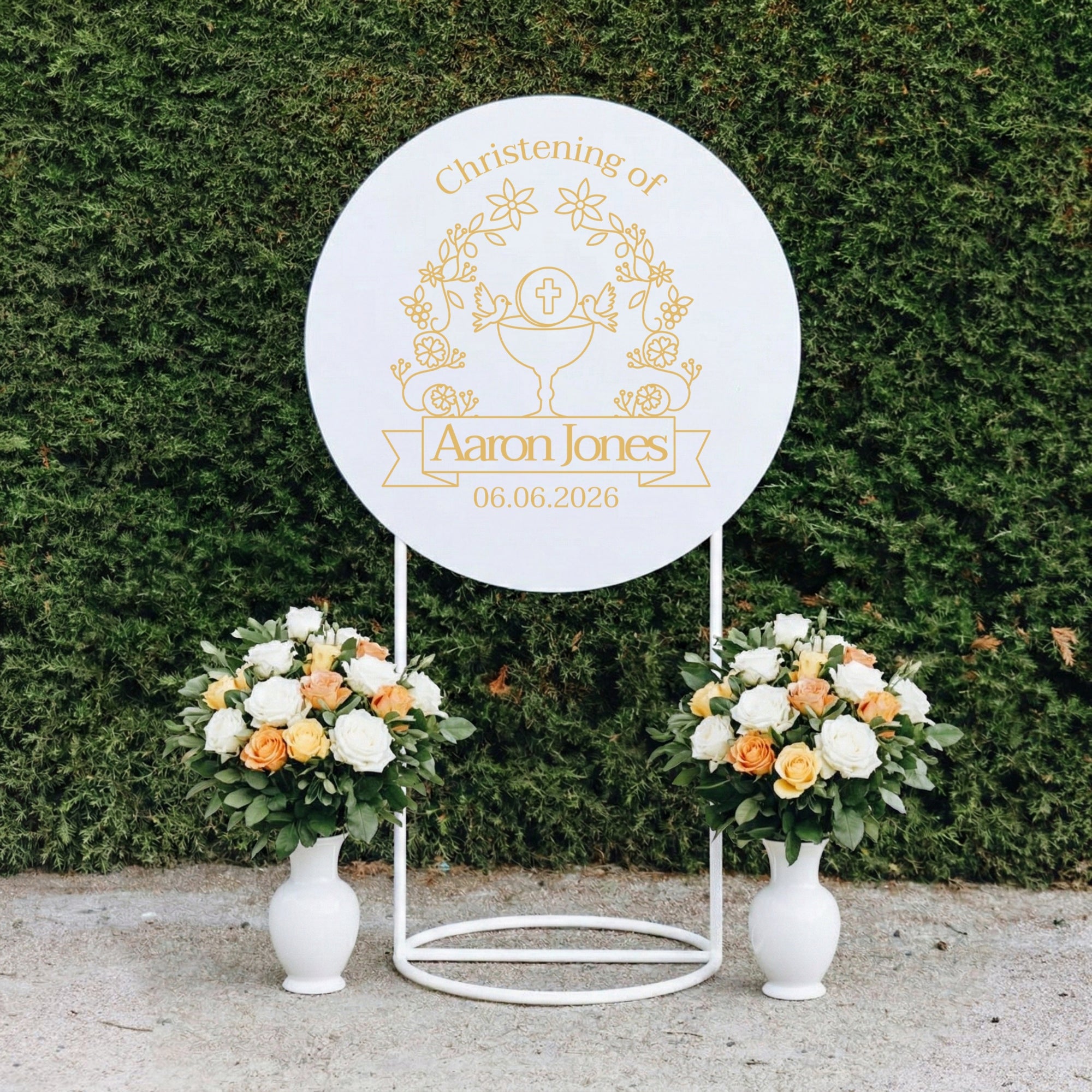 Personalised Acrylic Round Birthday Signage, Custom UV Print Mirror First Baby Shower, Christening/ Baptism Event Welcome Sign, Party Decor