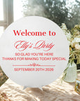 Personalised Acrylic Round Birthday Signage, Custom UV Print Mirror First Baby Shower, Christening/ Baptism Event Welcome Sign, Party Decor