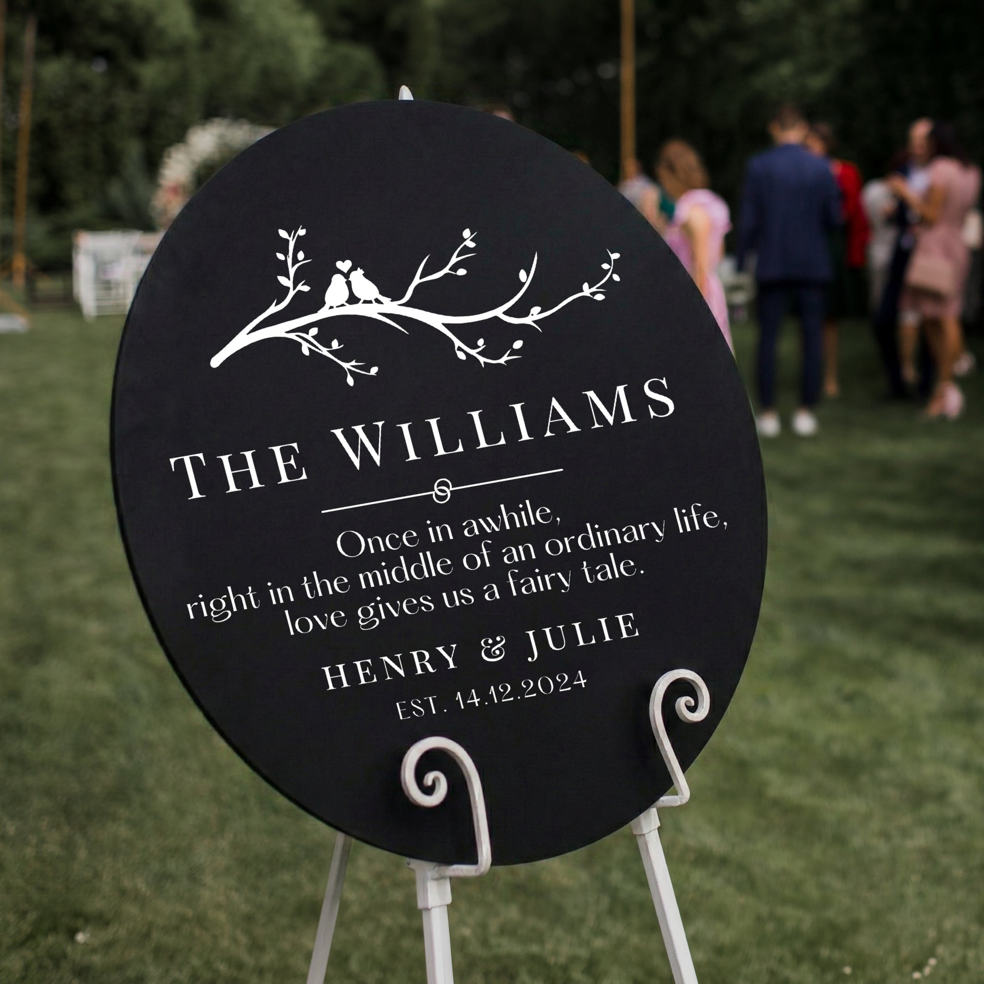 Personalised Acrylic Round Wedding Signage, Custom UV Print Mirror Engagement/ Anniversary/ Vu Quy/ Double Happiness/ Tan Hon Welcome Sign