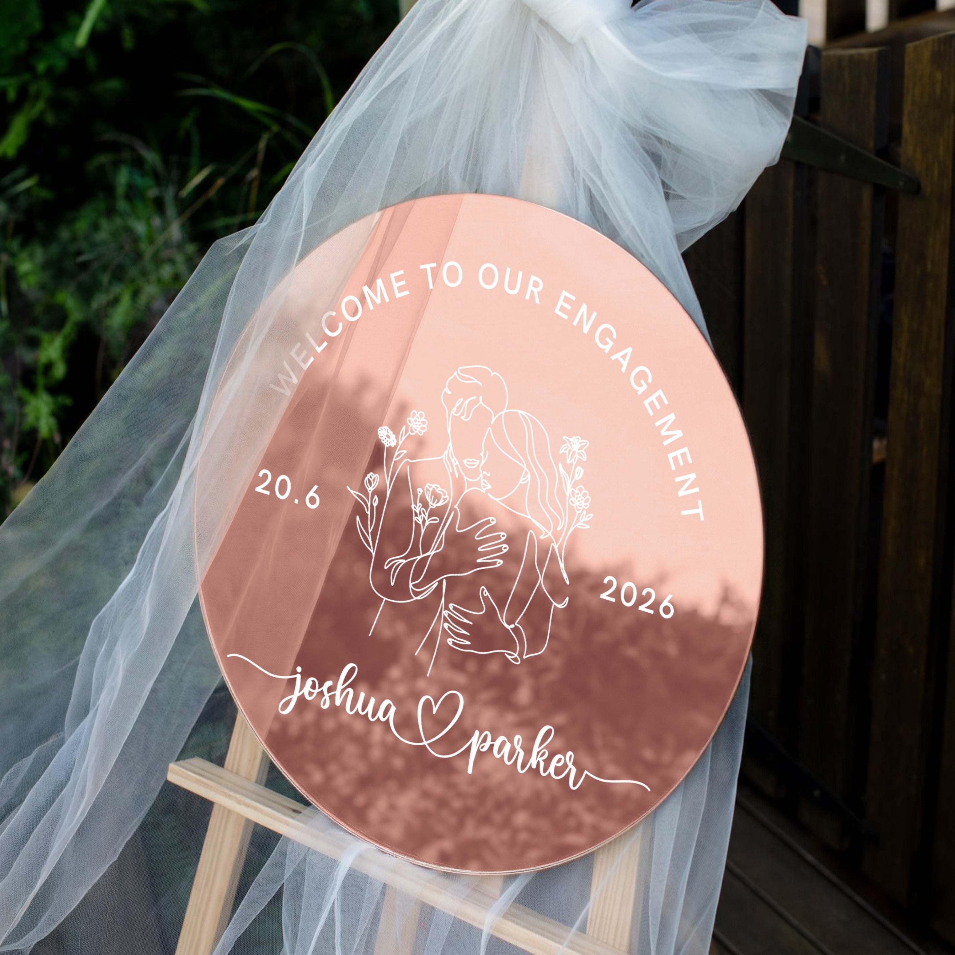 Personalised Acrylic Round Wedding Signage, Custom UV Print Mirror ...