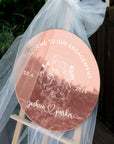 Personalised Acrylic Round Wedding Signage, Custom UV Print Mirror Engagement/ Anniversary/ Vu Quy/ Double Happiness/ Tan Hon Welcome Sign