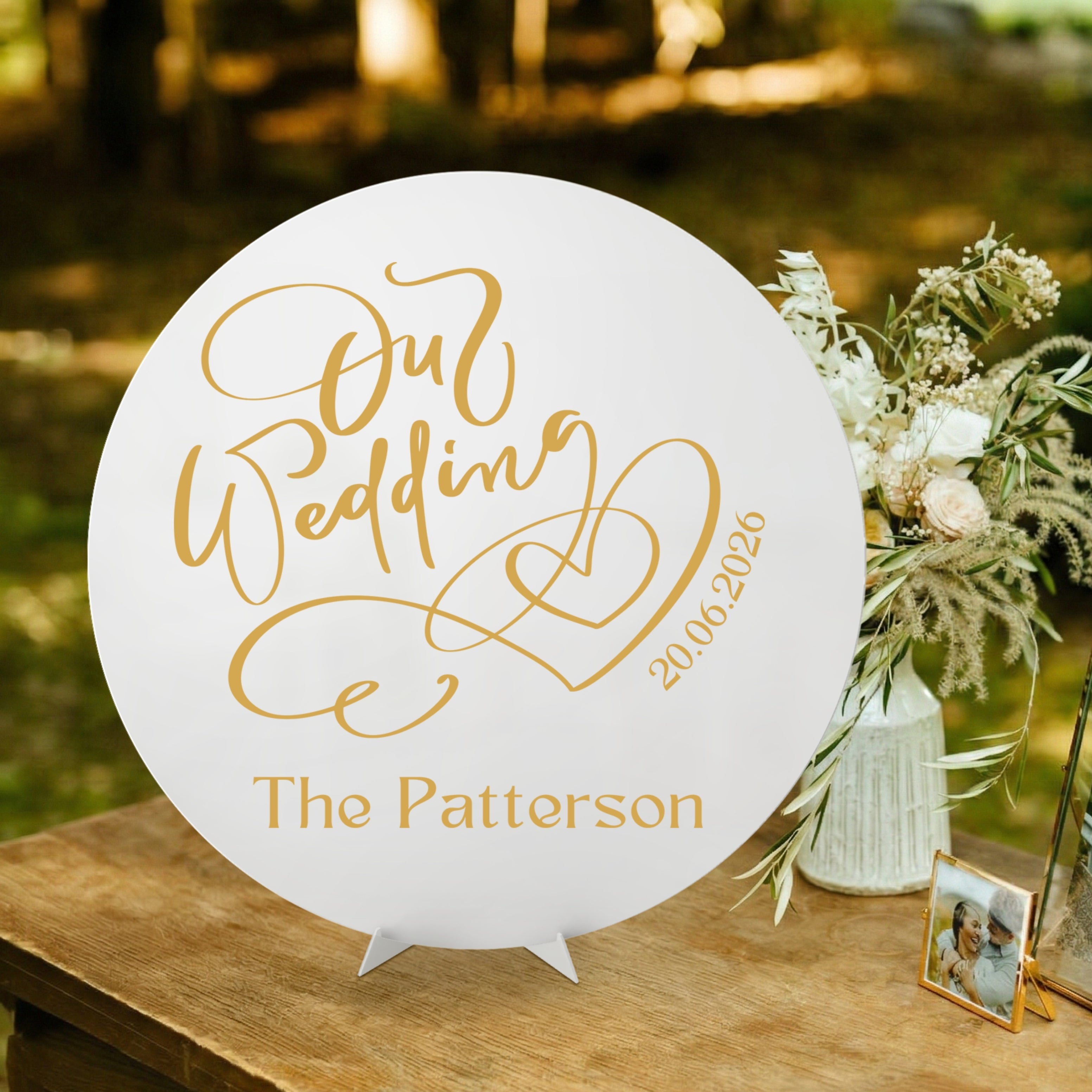 Personalised Acrylic Round Wedding Signage, Custom UV Print Mirror ...