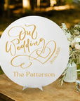 Personalised Acrylic Round Wedding Signage, Custom UV Print Mirror Engagement/ Anniversary/ Vu Quy/ Double Happiness/ Tan Hon Welcome Sign