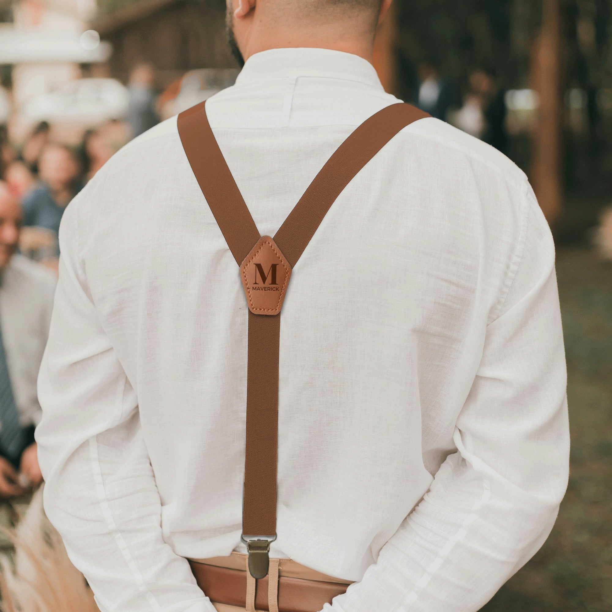 Personalised Adjustable Men's Suspender Clips, Custom Engraved Elastic Shoulder Leather Strap, Bachelor Party, Dad, Groomsman, Wedding Gift