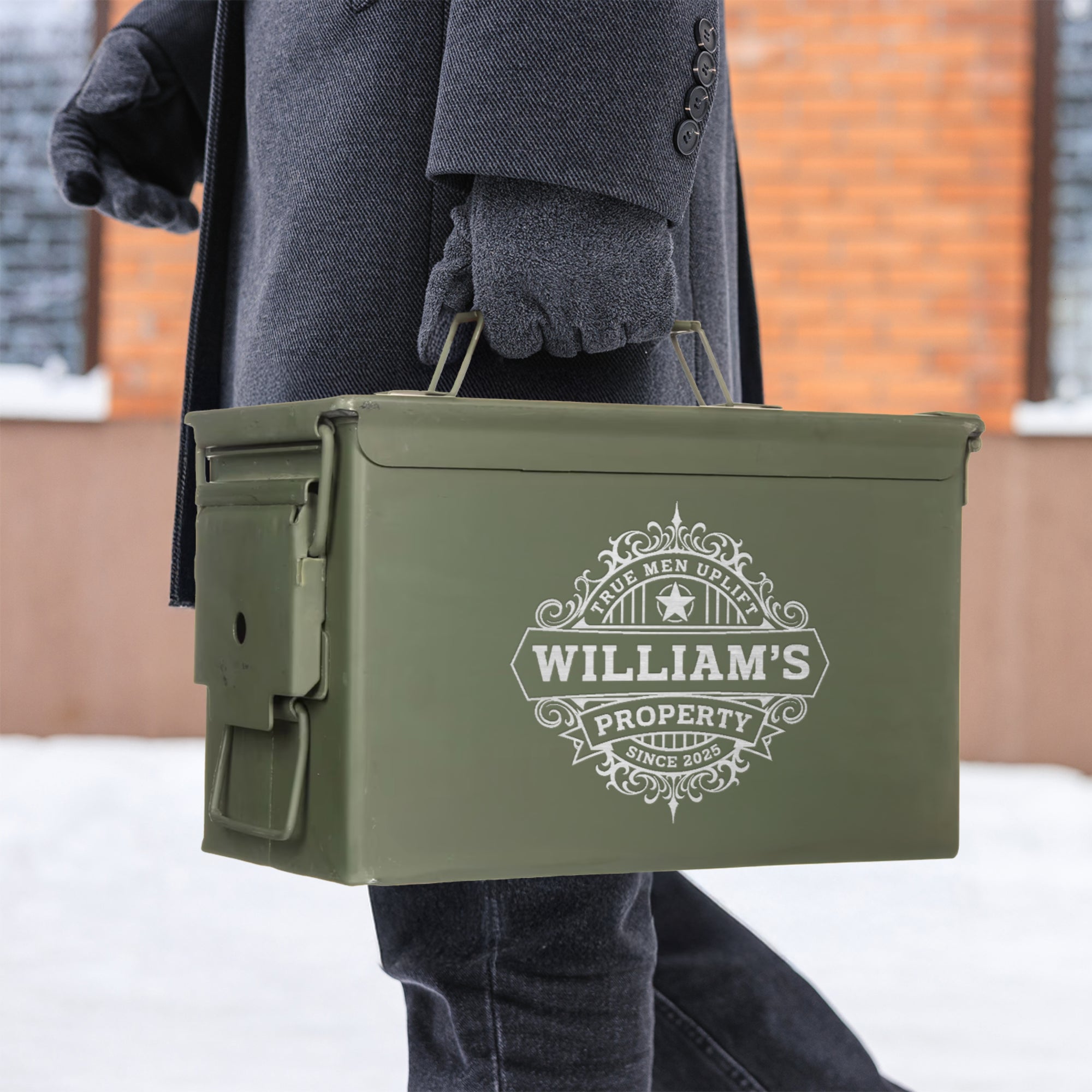 Personalised Ammo Can Box, Custom Engraved Military Garage Storage, Etched Logo Army Canister, Ammunition Holder Groomsman Dad Keepsake Gift