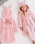 Personalised Animal Hooded Kid Bathrobe, Custom Name Embroidered Baby Dressing Gown, Baby Teenager Ears Robe, Christening Birthday Xmas Gift