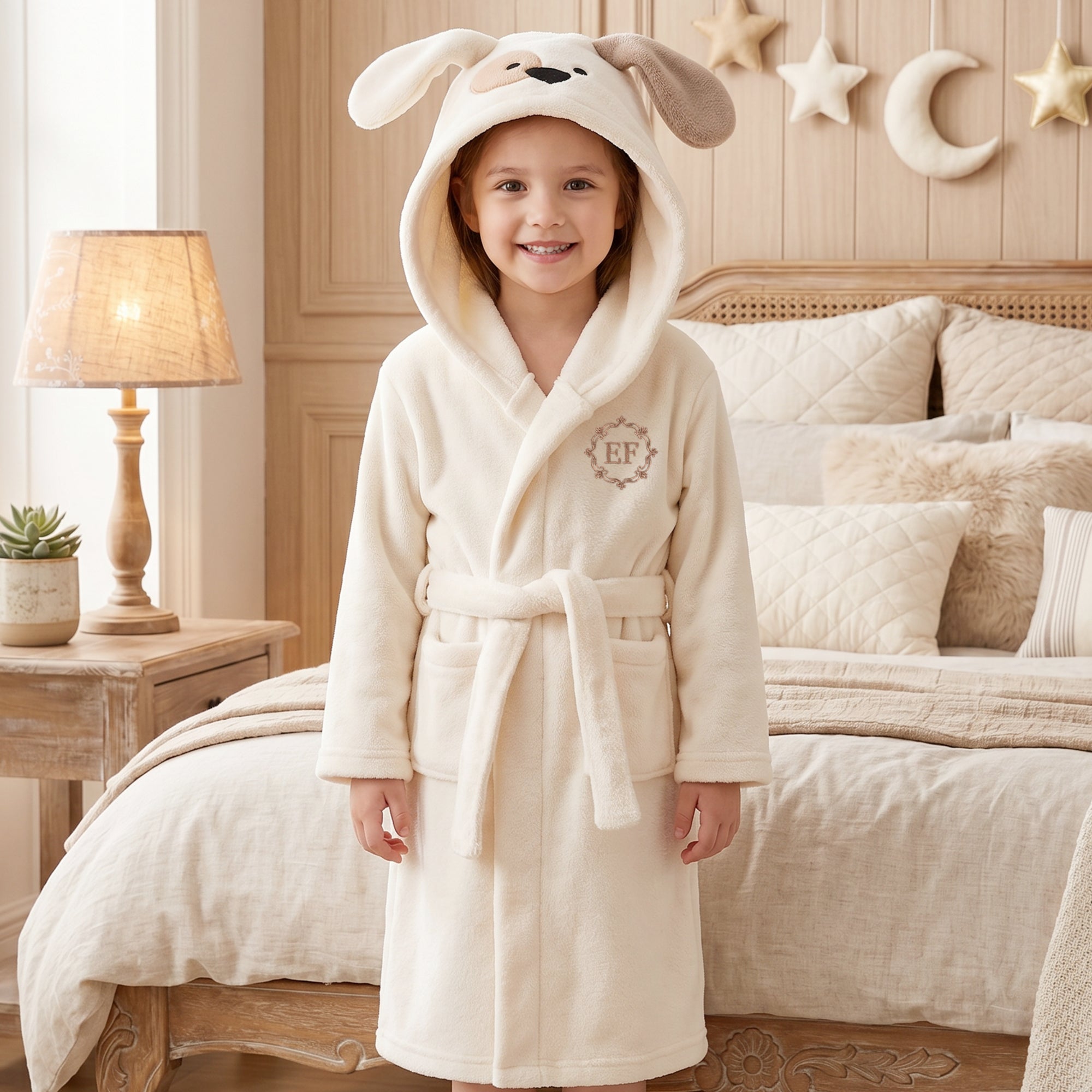 Personalised Animal Hooded Kid Bathrobe, Custom Name Embroidered Baby Dressing Gown, Baby Teenager Ears Robe, Christening Birthday Xmas Gift