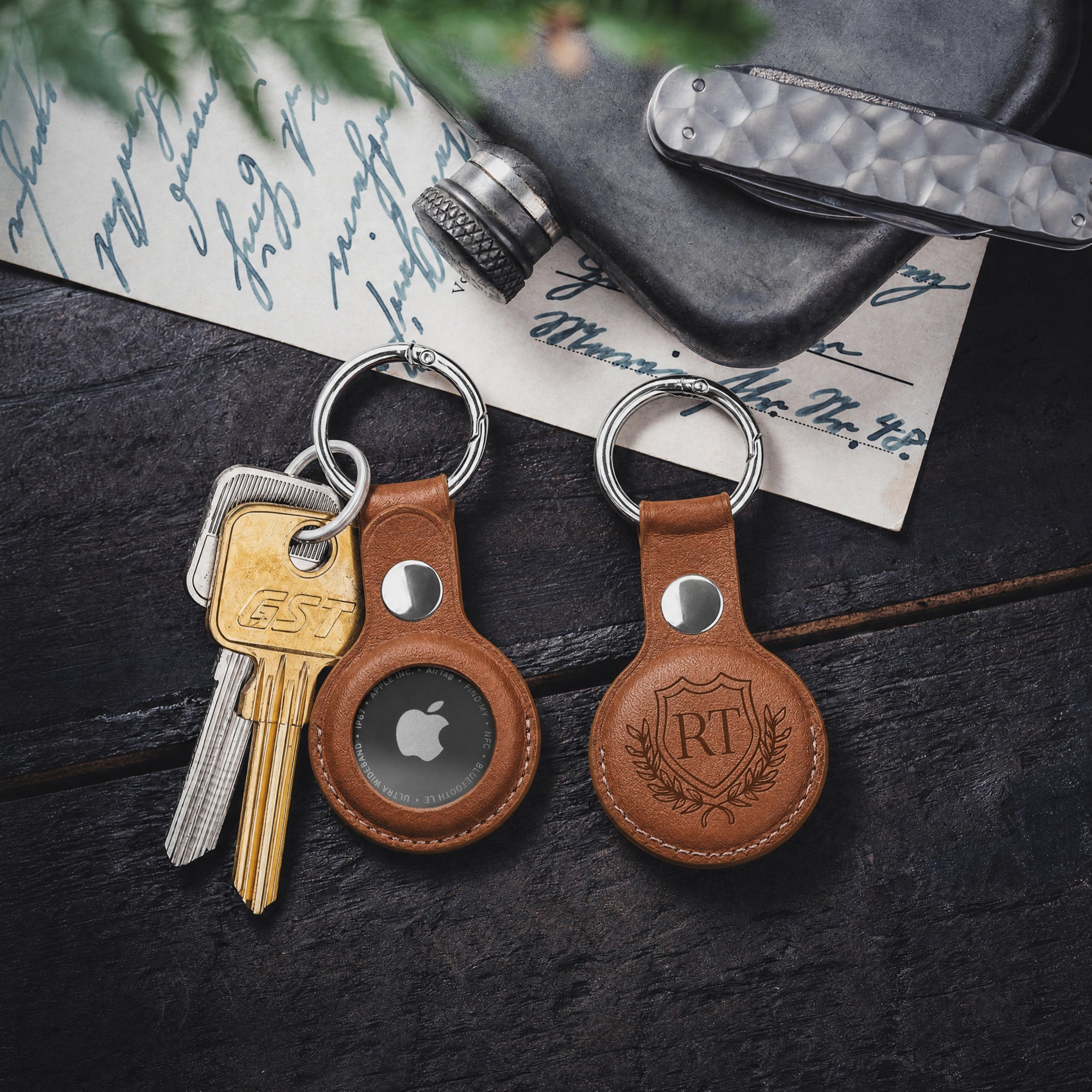 Personalised Apple AirTag Case Holder, Custom Engraved Smart Tracker/ Dog Collar/ Travel Luggage, School Bag Tag Cover, Logo Corporate Gift