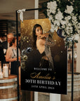 Personalised Black & Gold Photo Welcome Corflute Sign, Custom Print Reception Birthday, Bachelor Party, Bridal Shower Event Occasion Signage