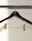 Personalised Wooden Combination Hanger, Gold Pants Clips & Hook, Custom Logo Retail Coat Suit Hangers, Wedding, Housewarming, Corporate Gift
