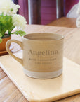 Personalised Ceramic Coffee Mug, Custom Engraved Tea Cup Latte Mug, Porcelain Drinkware Wedding Favour Mum Dad Birthday, Xmas Corporate Gift