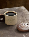 Personalised Ceramic Coffee Tea Mug & Acacia Coaster Set , Custom Engraved Tea Cup, Wedding Favour, Mother Dad Birthday, Xmas Corporate Gift