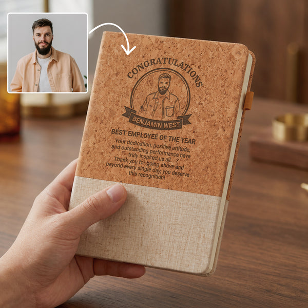Personalised Engraved Cork & Fabric A5 Journal Notebook