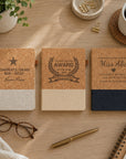 Personalised Cork & Fabric A5 Notebook, Eco-Friendly Custom Engraved Lined Diary, Business Logo Journal, Graduation Birthday, Corporate Gift