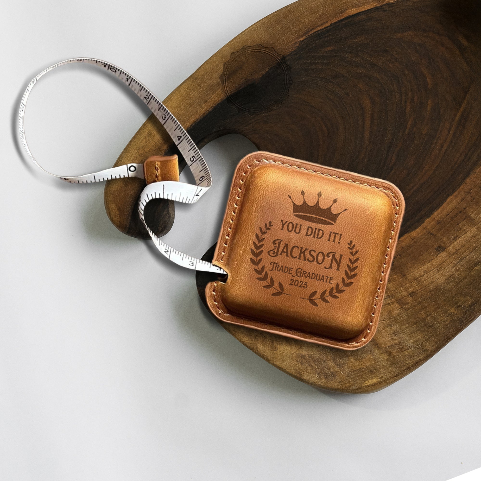 Personalised Cowhide Leather Measuring Tape, Custom Engraved Loved Beyond Measure, Dad Mom, Groomsman, Craft Handyman Builder Corporate Gift