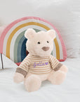 Personalised Embroidery Knit Sweater Teddy Bear, Custom Embroidered Snuggle Plush Toy, Baby Shower Birthday, Anniversary Couple Wedding Gift