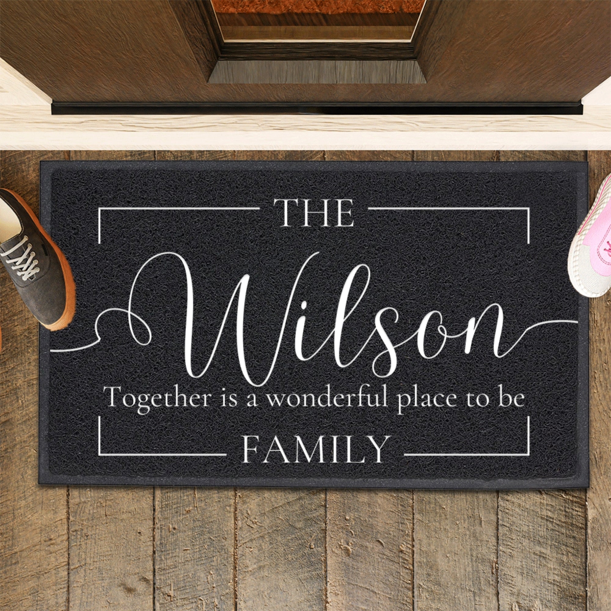 Personalised Doormat, Customised UV Printed PVC Loop Pile High Traffic Front Entry, Logo Estate Welcome Outdoor Indoor Mat Housewarming Gift