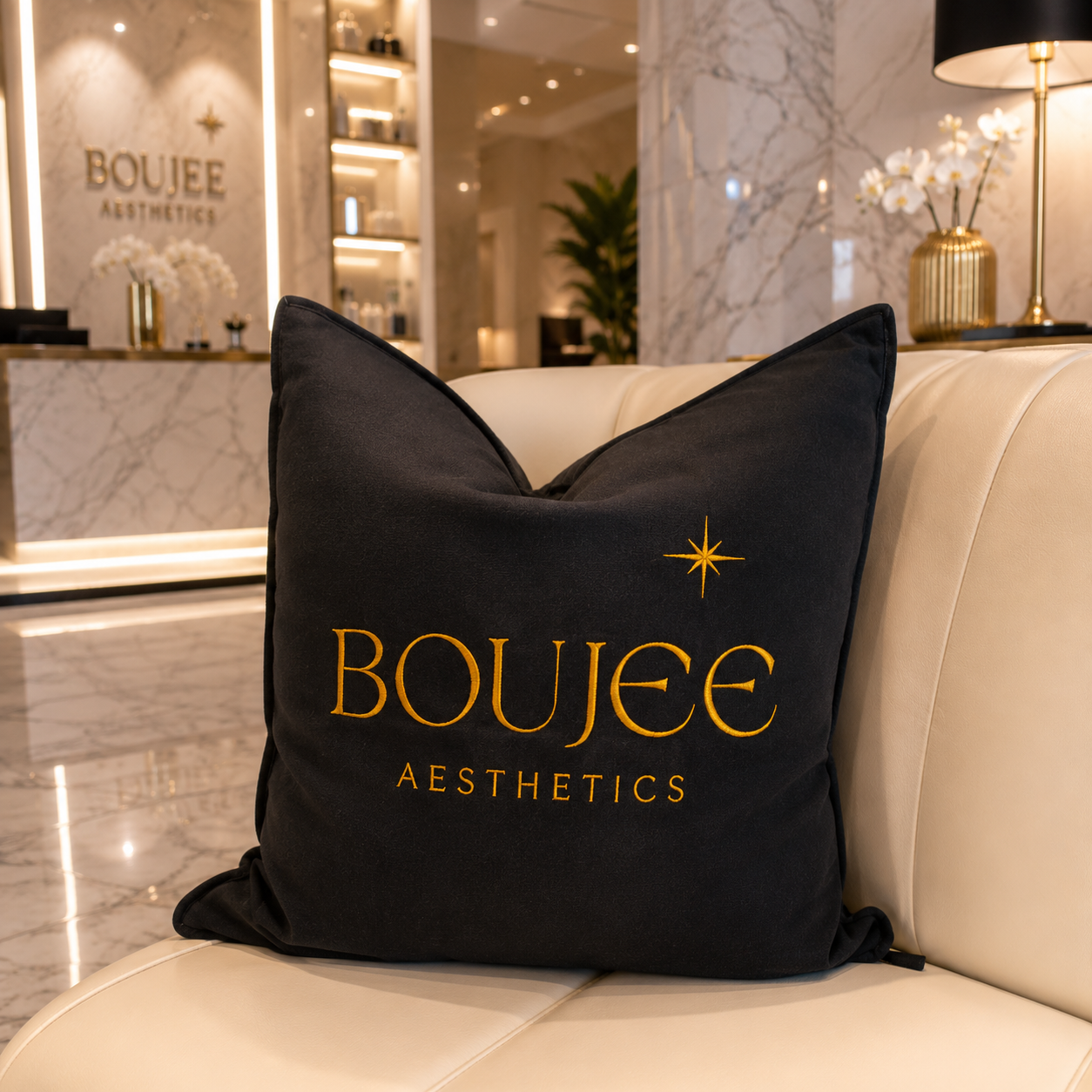 Personalised Embroidered Cotton Cushion Cover 50x50cm, Custom Name &amp; Monogram Throw Pillowcase, Home Décor, Housewarming, Wedding, Xmas Gift