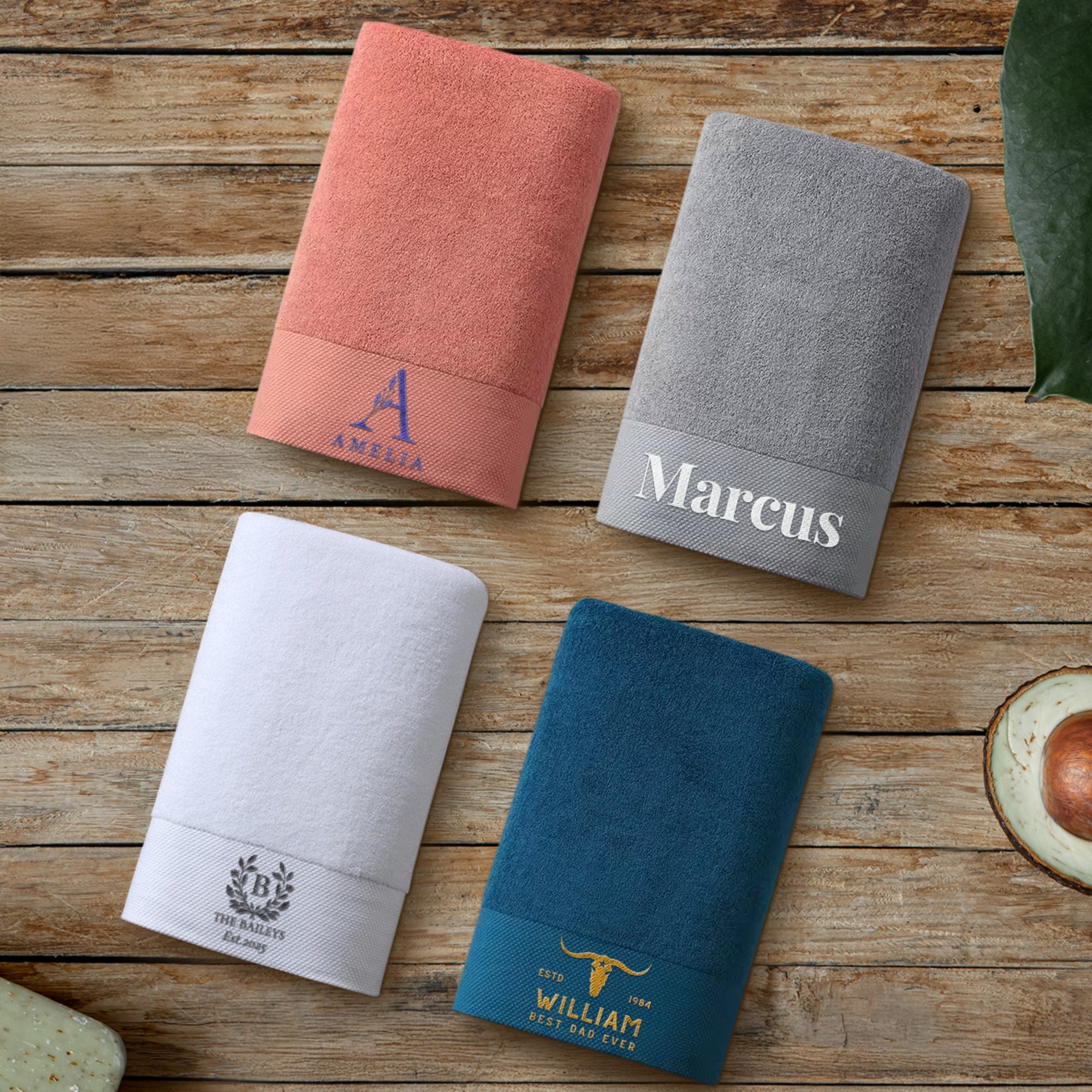 Personalised Embroidery Pattern Bath Towel, Custom Embroidered Name Logo Hotel Hair Salon Spa Towels, Birthday, Housewarming, Corporate Gift
