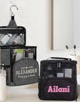 Personalised Embroidered Toiletry Bag, Travel Shower Caddy Hanging Bathroom Storage Zip Bag Camping Dorm Organiser Groomsmen Bridesmaid Gift