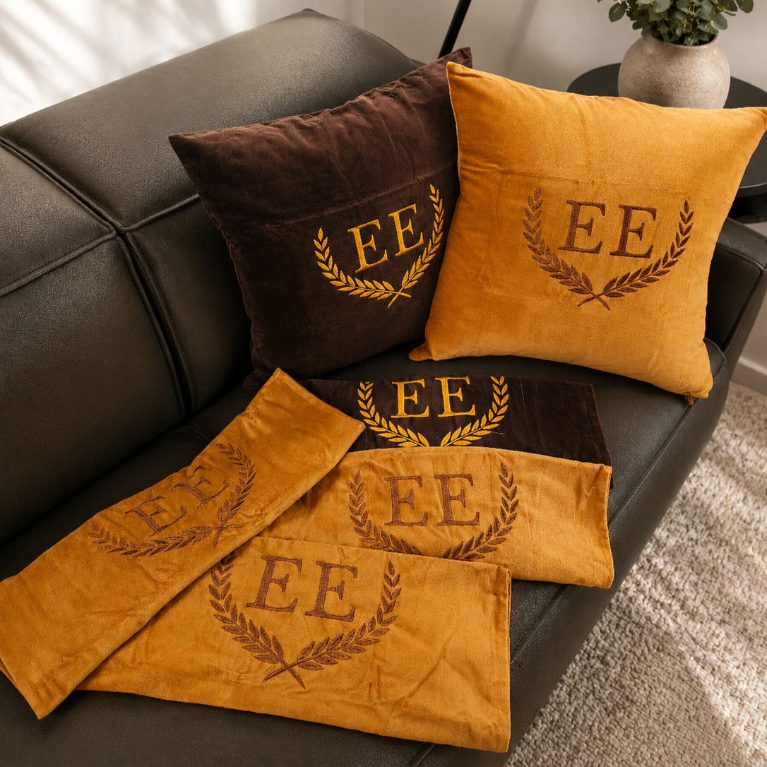 Personalised Embroidered Velvet Cushion Cover 50x50cm, Custom Name &amp; Monogram Luxe Throw Pillow Home Décor, Housewarming, Xmas, Wedding Gift