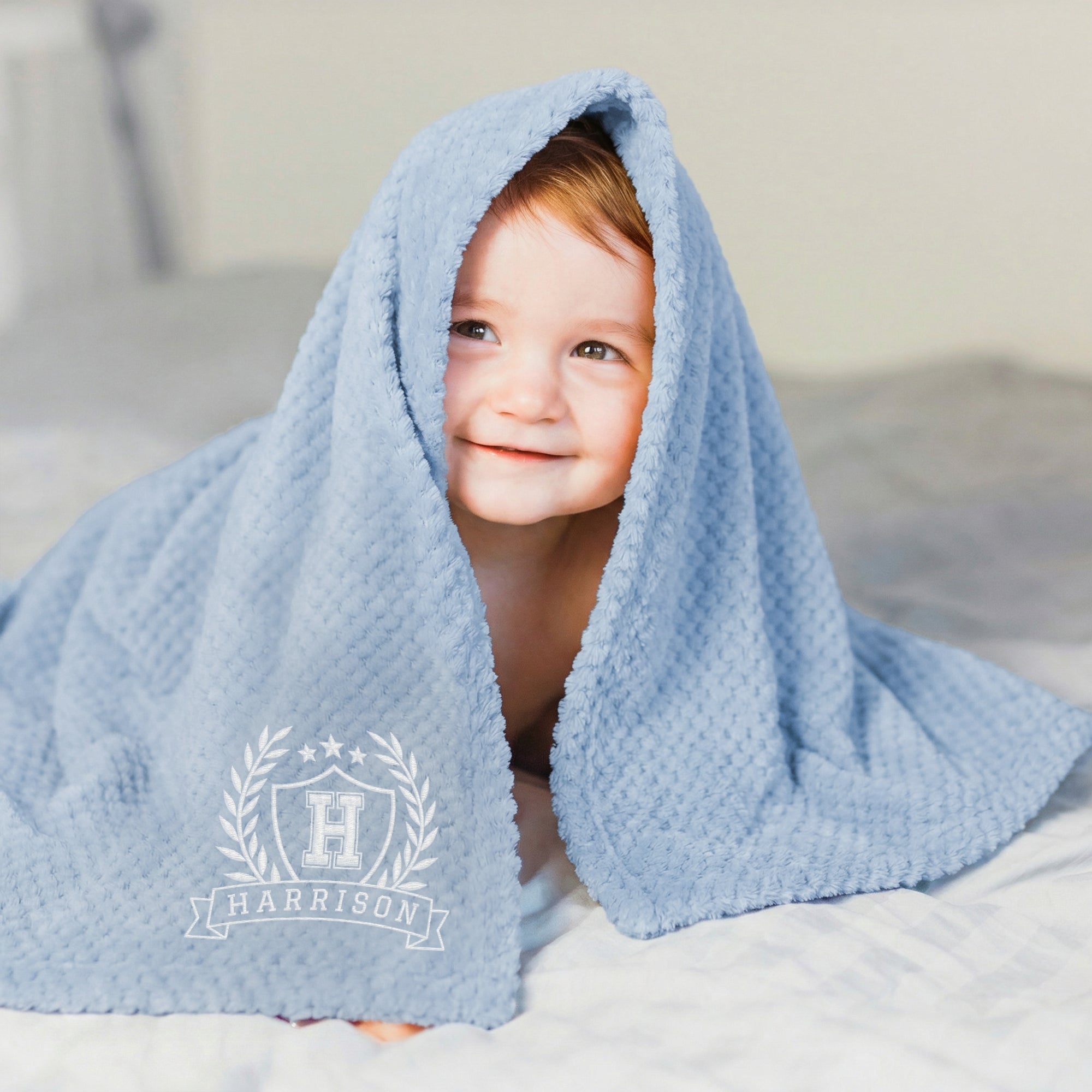 Personalised Embroidery Baby Fur Blanket, Custom Kid Name Throw, First Birthday, Newborn Arrival Shower Christening Baptism New Parents Gift