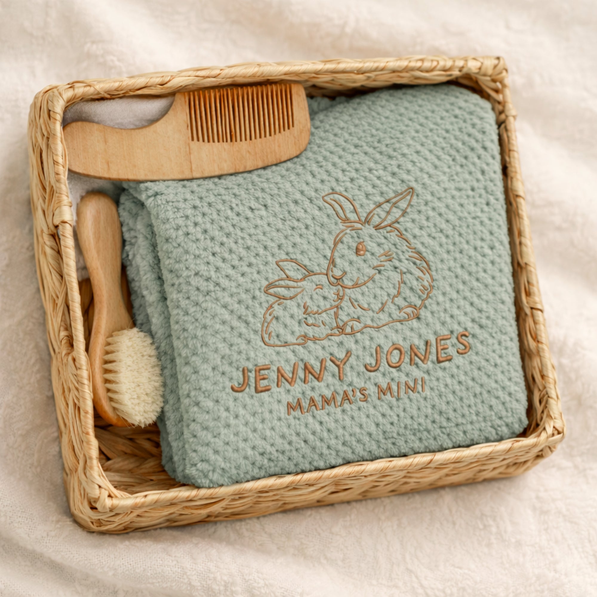 Personalised Embroidery Baby Fur Blanket, Custom Kid Name Throw, First Birthday, Newborn Arrival Shower Christening Baptism New Parents Gift