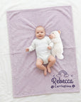 Personalised Embroidery Baby Fur Blanket, Custom Kid Name Throw, First Birthday, Newborn Arrival Shower Christening Baptism New Parents Gift
