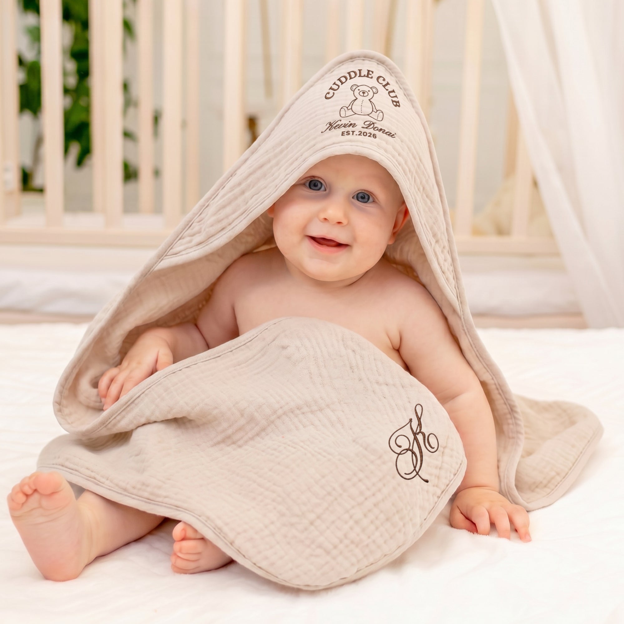 Personalised Embroidery Baby Hooded Bath Towel, Custom Infant Name Blanket, First Birthday, Newborn Shower, Kid Christening New Parents Gift