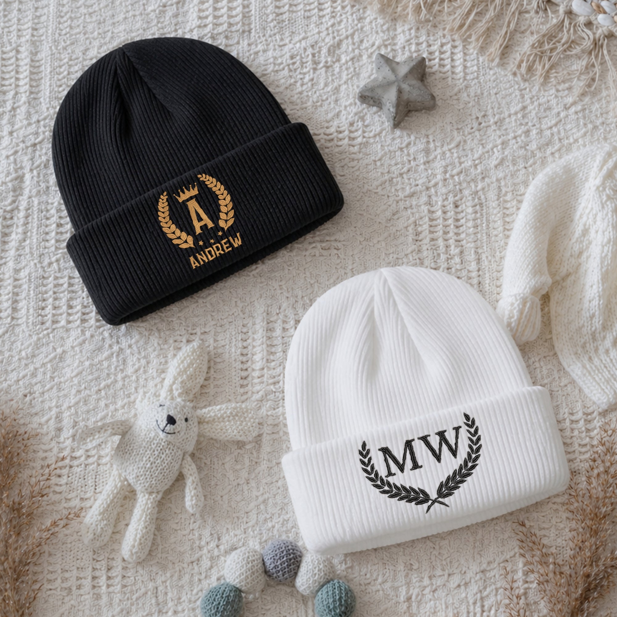 Personalised Embroidery Baby Knitted Beanie, Custom Name Newborn Toddler Winter Hat, Kid Infant Cap, First Birthday Shower, Christening Gift