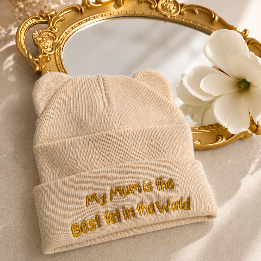 Personalised Embroidery Baby Knitted Bear Ears Beanie, Custom Name Newborn Toddler Winter Hat, Kid, Infant Birthday Shower, Christening Gift