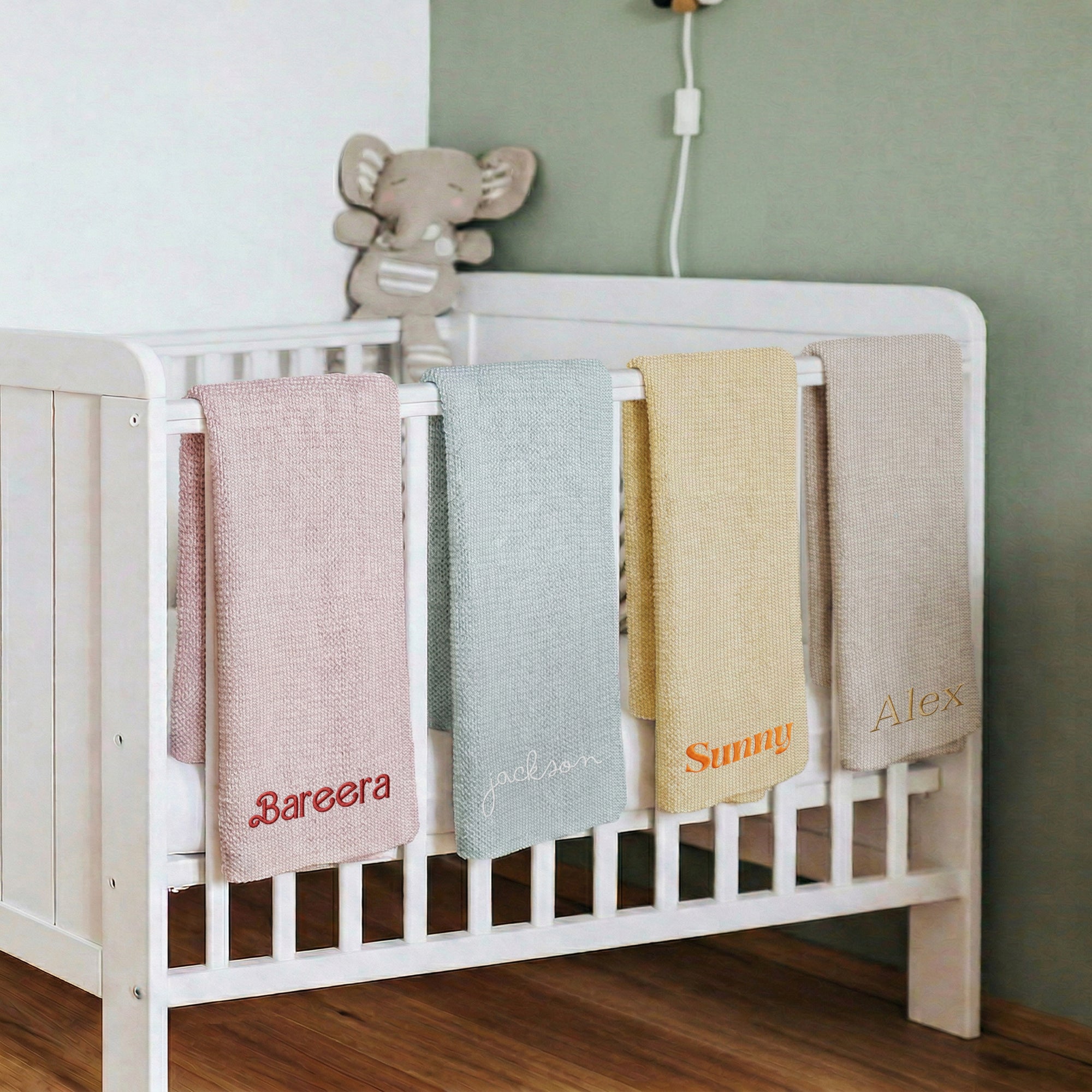 Personalised Embroidery Baby Knitted Blanket, Custom Kid Name Throw, First Birthday, Newborn Arrival, Shower Christening, Gender Reveal Gift