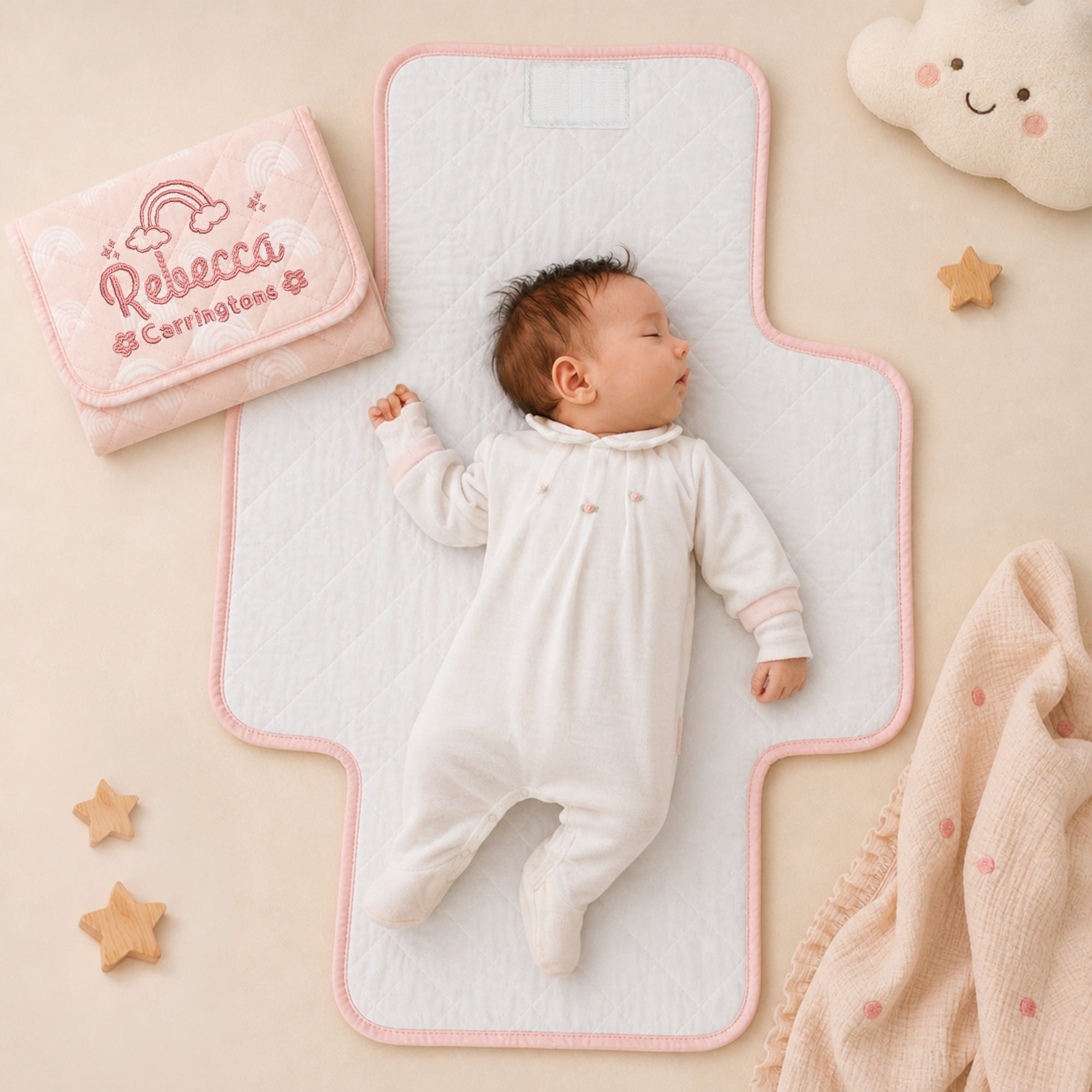 Personalised Embroidery Baby Travel Change Mat, Custom Name Infant Foldable Nappy Pad Cover Clutch, Newborn Birthday Shower Christening Gift